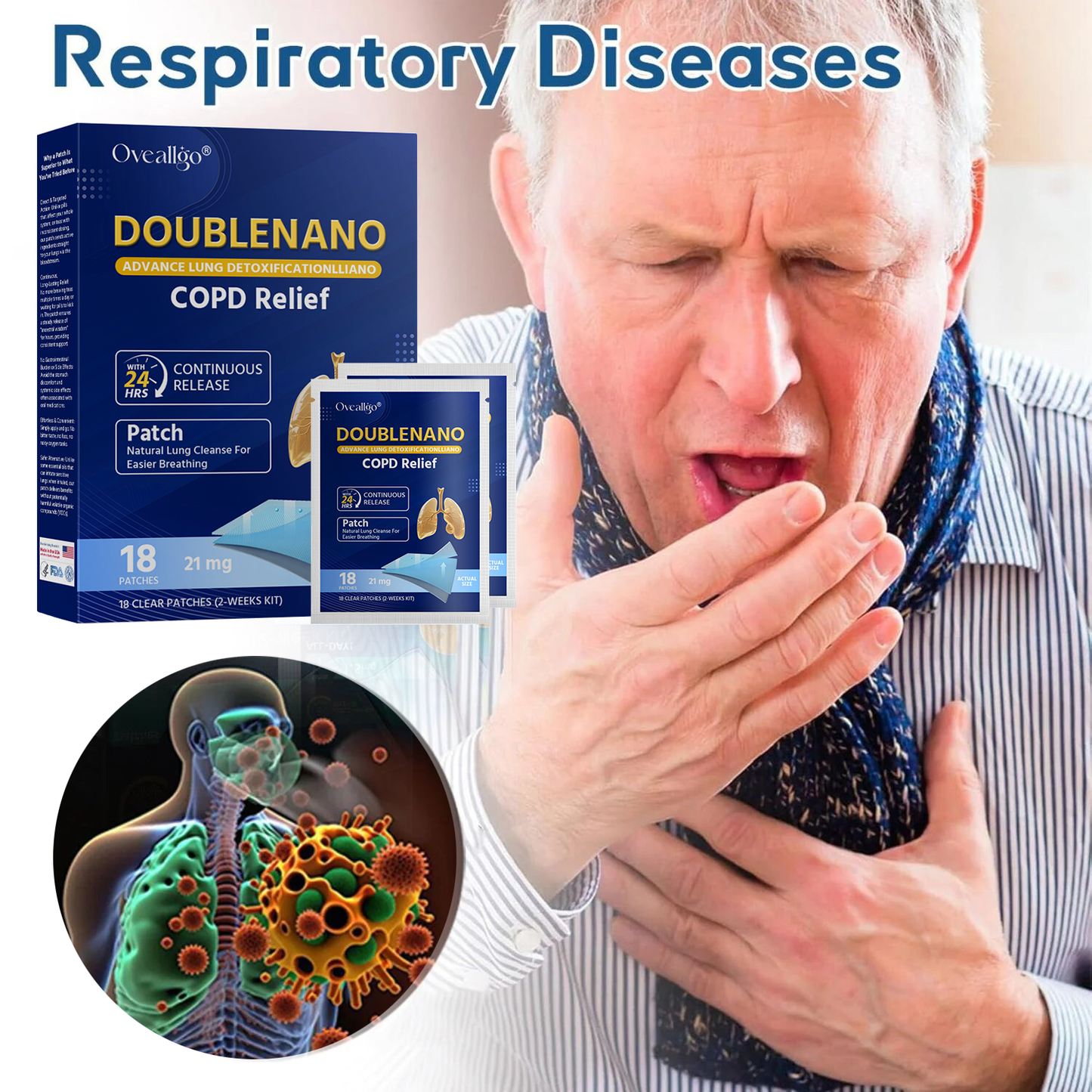 🫁✅FDA Approved Oveallgo® DoubleNano COPD Relief Patch (💝 Cough, wheezing, shortness of breath, sputum, stuffy nose, bronchitis, bronchitis, allergy symptoms, lung discomfort🫁)