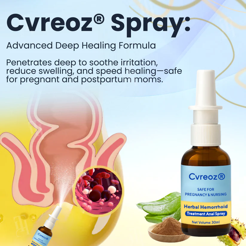 Combined Therapy: Cvreoz® Herbal Hemorrhoid Treatment Anal Spray + Wipes - Made for Pregnancy & Postpartum