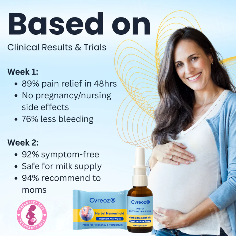 Combined Therapy: Cvreoz® Herbal Hemorrhoid Treatment Anal Spray + Wipes - Made for Pregnancy & Postpartum