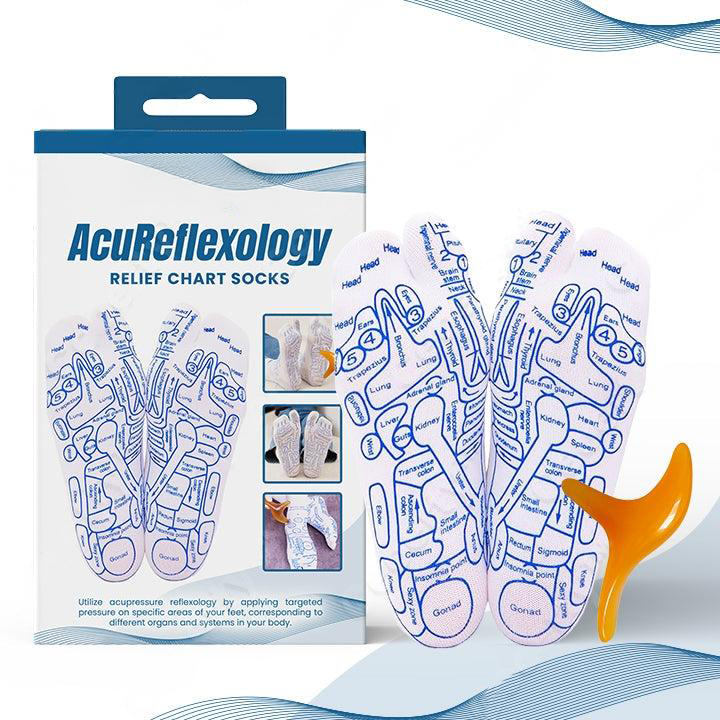 Acupressure Reflexology Chart Socks with Amber Tools