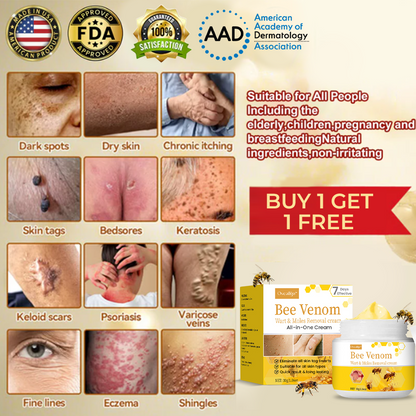 ✅Official Store Oveallgo™ Bee Venom Comprehensive Cream: Anti-aging, Hydrating, Skin Repair, Even Tone, Acne and Dark Spot Treatment, Wartand Mole Removal, PsoriasisRelief. (FDA Approved)