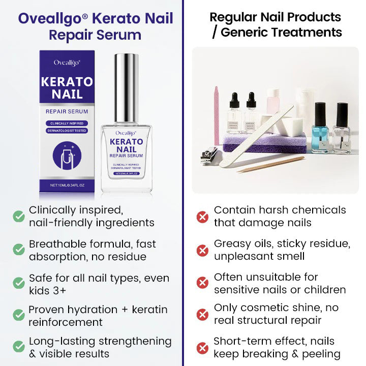 Oveallgo®  KeratoNail Repair Serum ( Rebuild Stronger, Healthier Nails from the Root - Clinically inspired serum that restores brittle, peeling, and splitting nails with cutting-edge keratin-repair technology )