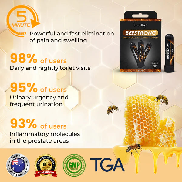 ✅Official Store: Oveallgo™ BeeStrong Prostate Care Nasal Therapy Inhaler👨‍⚕️Australia Urological Association (USANZ) Approved (Reducing prostate swelling, pain, discomfort, soreness, and urinary fatigue)