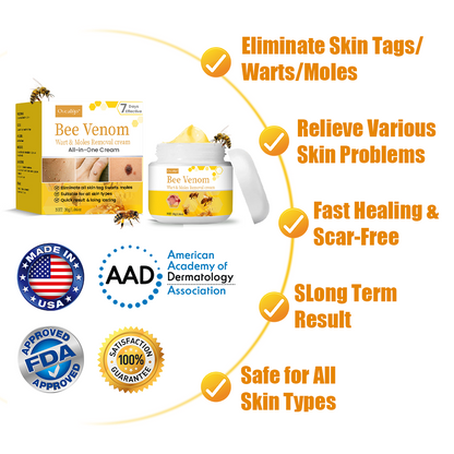 ✅Official Store Oveallgo™ Bee Venom Comprehensive Cream: Anti-aging, Hydrating, Skin Repair, Even Tone, Acne and Dark Spot Treatment, Wartand Mole Removal, PsoriasisRelief. (FDA Approved)