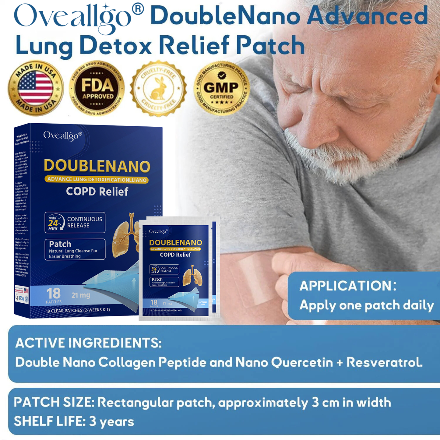 🫁✅FDA Approved Oveallgo® DoubleNano COPD Relief Patch (💝 Cough, wheezing, shortness of breath, sputum, stuffy nose, bronchitis, bronchitis, allergy symptoms, lung discomfort🫁)