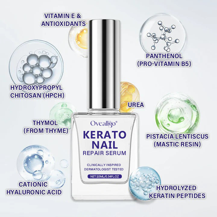 Oveallgo®  KeratoNail Repair Serum ( Rebuild Stronger, Healthier Nails from the Root - Clinically inspired serum that restores brittle, peeling, and splitting nails with cutting-edge keratin-repair technology )