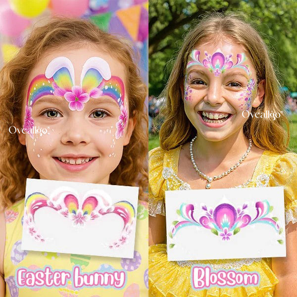 Oveallgo® Easy-Stick Realistic Face Paint Sticker Set