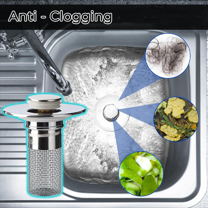 Sink Drain Strainer with Removable Stainless Steel Basket PLUS