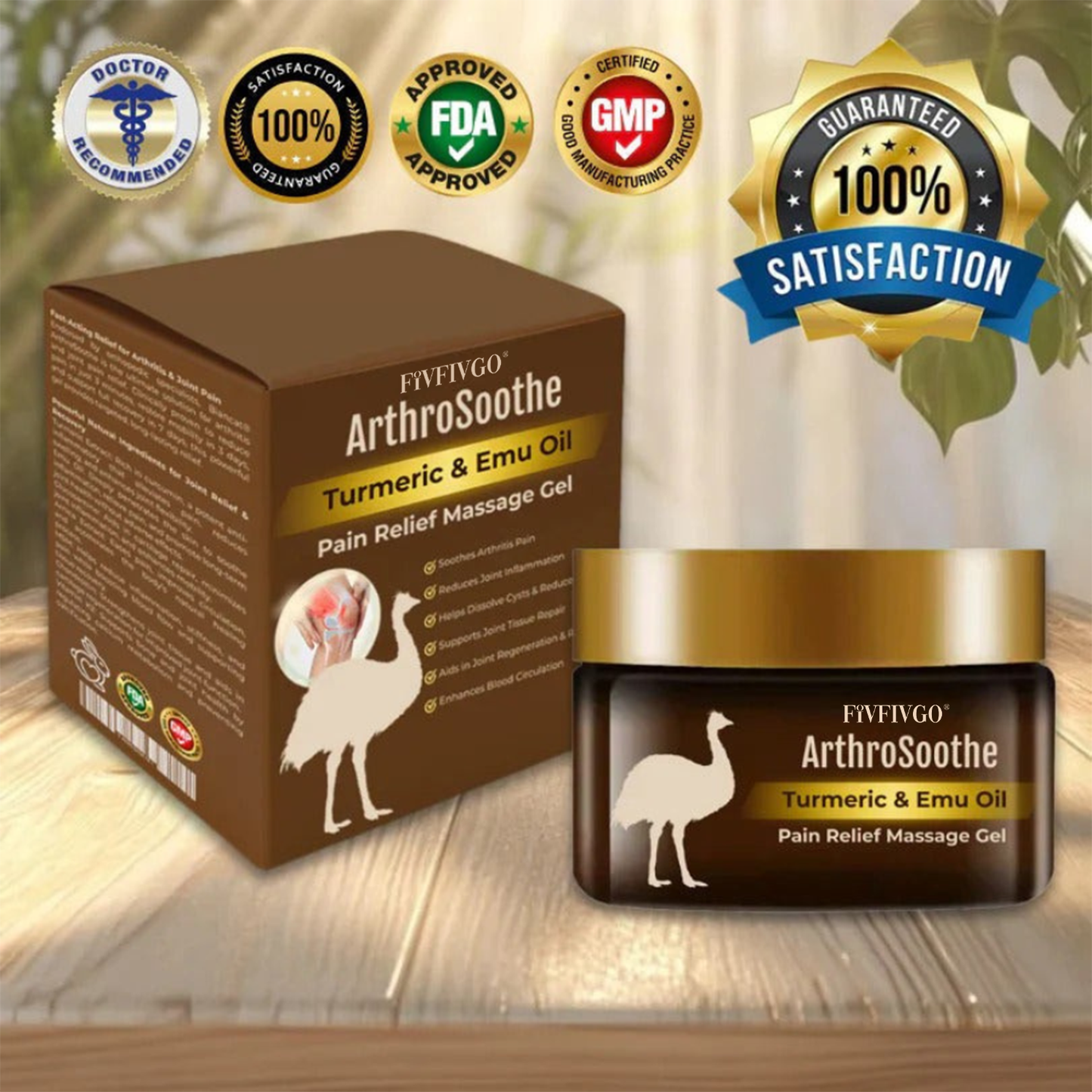 Fivfivgo® ArthroSoothe Turmeric & Emu Oil Pain Relief Massage Gel